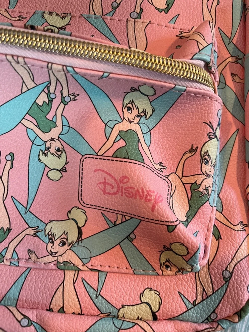 Disney Pink Tinker Bell Patterned Kids Backpack with Aqua Wings